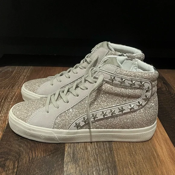 EUC Shu Shop Women’s Hailey Glitter High-Top Sneakers - Picture 4 of 8